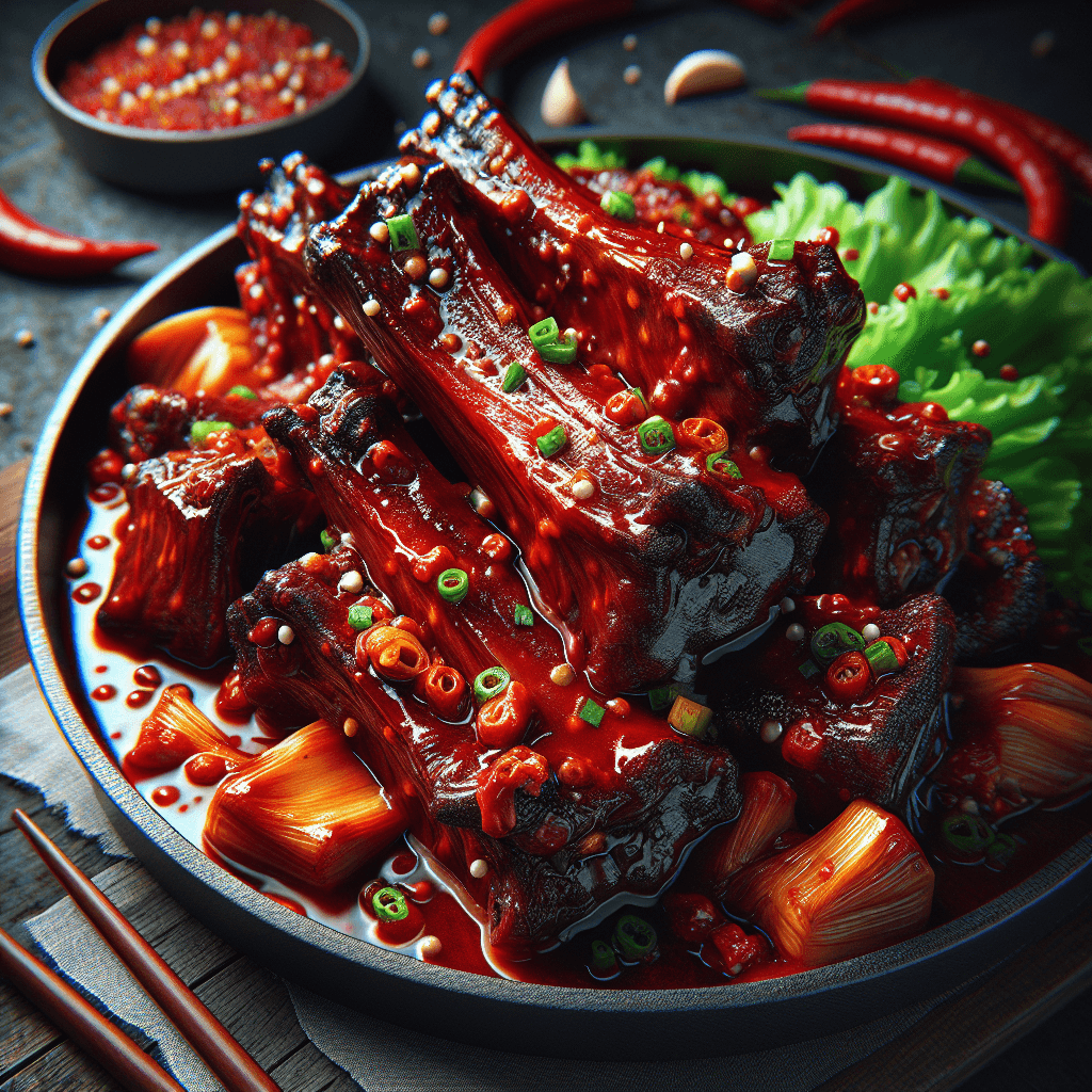 매운갈비찜 (Spicy Braised Short Ribs)